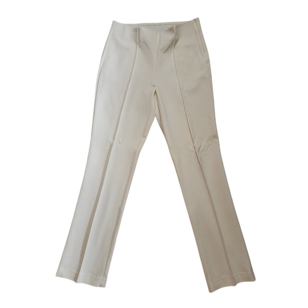 Chicos Brigette Slim Leg Pants Off‎ White Cream Side Zip Textured Size 0  US 4